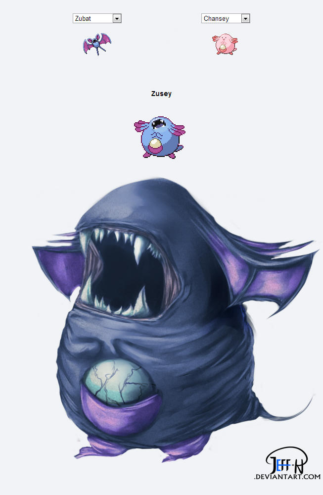 Zubat + Chansey = Zusey by jeffoffo