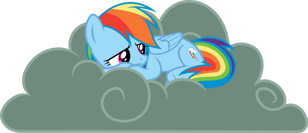 Rainbow Dash on a gray cloud vector