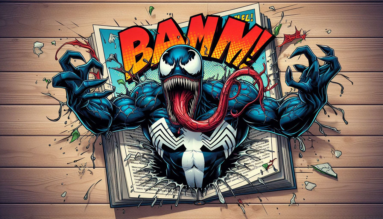 Venom Ripping Out Venom bursting out of a comic by JetCarson on DeviantArt
