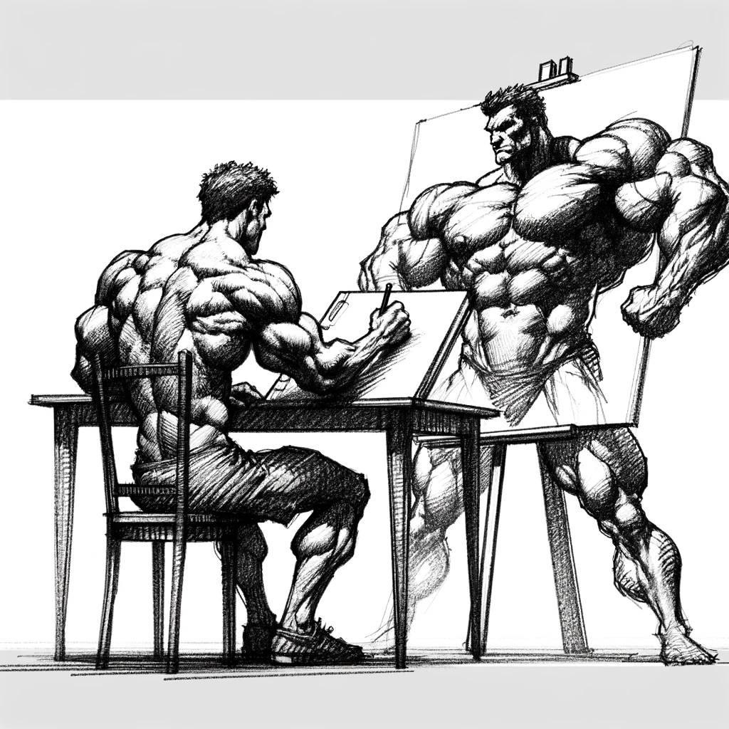 Built Men Drawing Muscular man sketching sketch by BulkBodyAI on DeviantArt