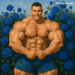 Blue Rose Muscular Man