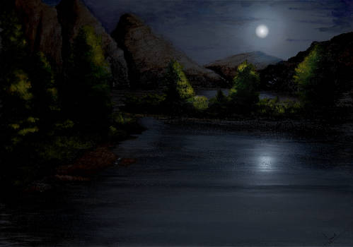 Conifer River Nighttime