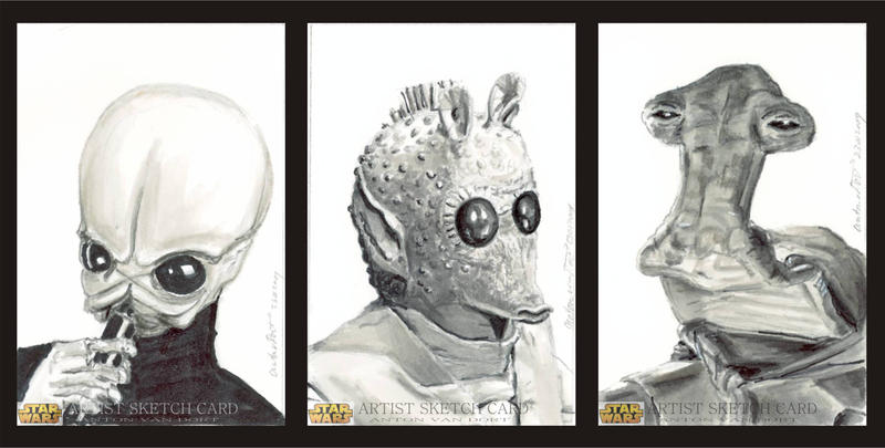 Star Wars Sketch Cards Cantina by antonvandort