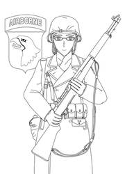 Juno Coren, 101st Airborne, 1944-45 (lineart) by Kira-Tsubasafan