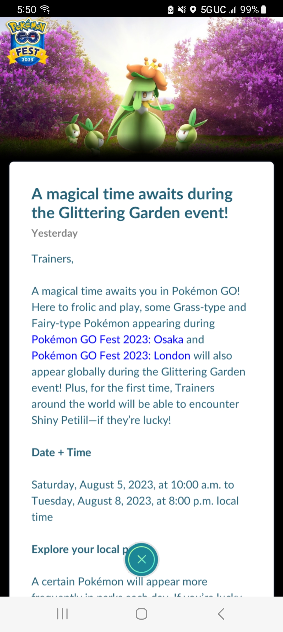 Pokémon GO - Glittering Garden 