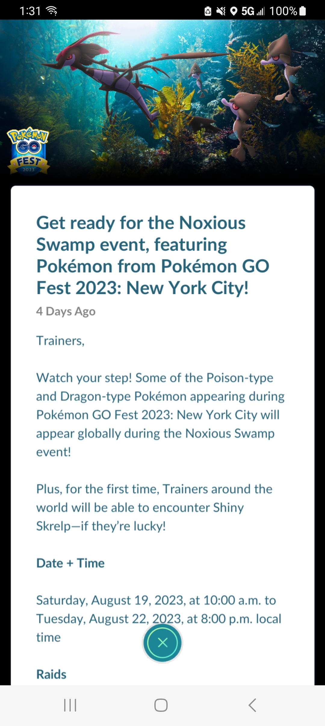 Pokémon GO Fest 2023: Todos detalhes do evento que deseja saber