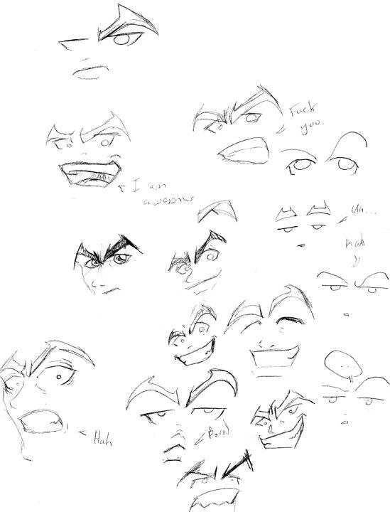 scrapped design main protagonist faces. yea. by ExcentricSam on DeviantArt
