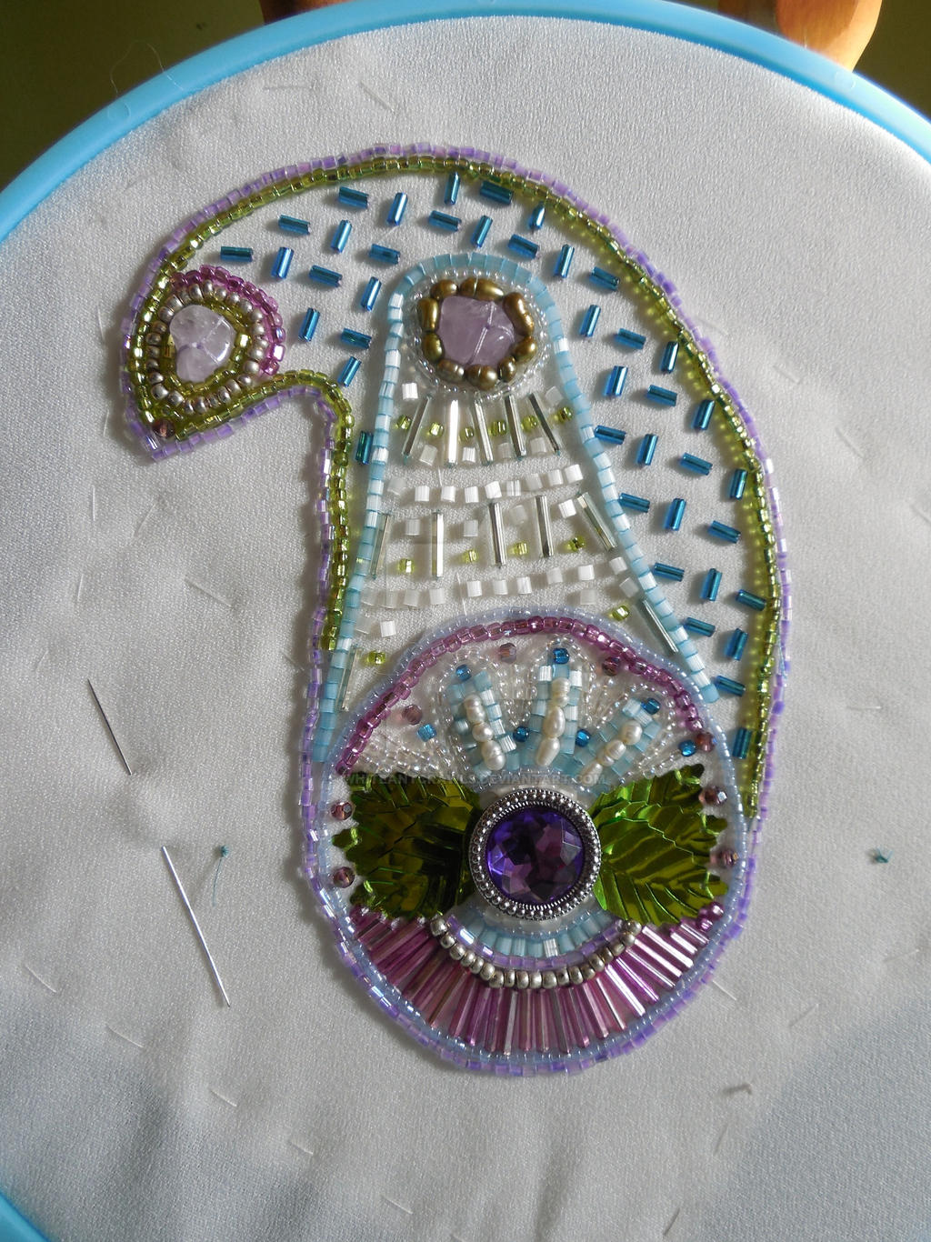 WIP Beaded Paisley Purse Panel