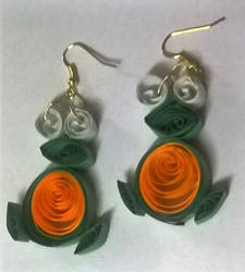 Quillled earring (Green and yellow)