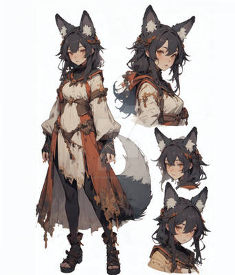 [ADOPT - OPEN] Gray Fox Girl - AI