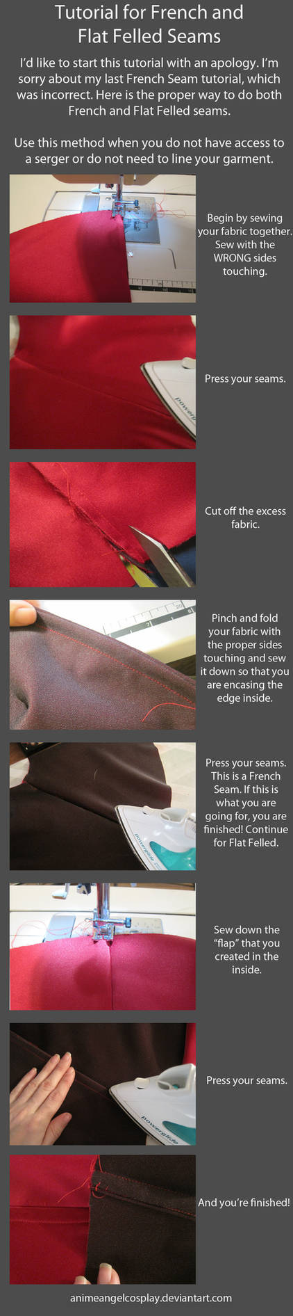 Tutorial-CORRECT French and Flat Felled Seams by RuffleButtCosplay on ...