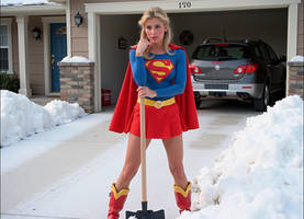 Supergirl shoveling snow 00041