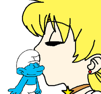 Sailor Venus kiss a Smurf
