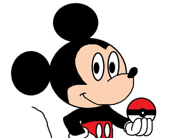 Mickey with a Pokeball