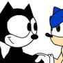 Felix and Sonic shakes hands