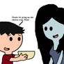 Marceline gives a chicken soup to Simon