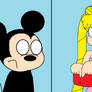 Mickey sees Usagi holding his swimsuit