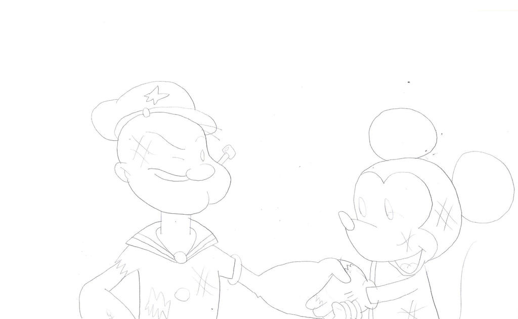 Popeye and Mickey shaking hands by Ultra-Shounen-Kai-Z on DeviantArt