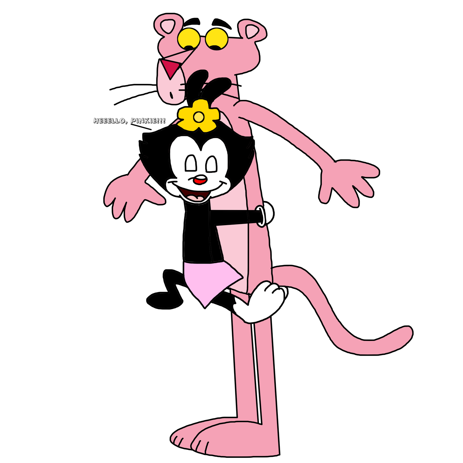 Dot hugging Pink Panther