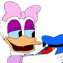 Donald receiving a sailor suit from Daisy