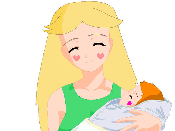 Star holding baby Sally