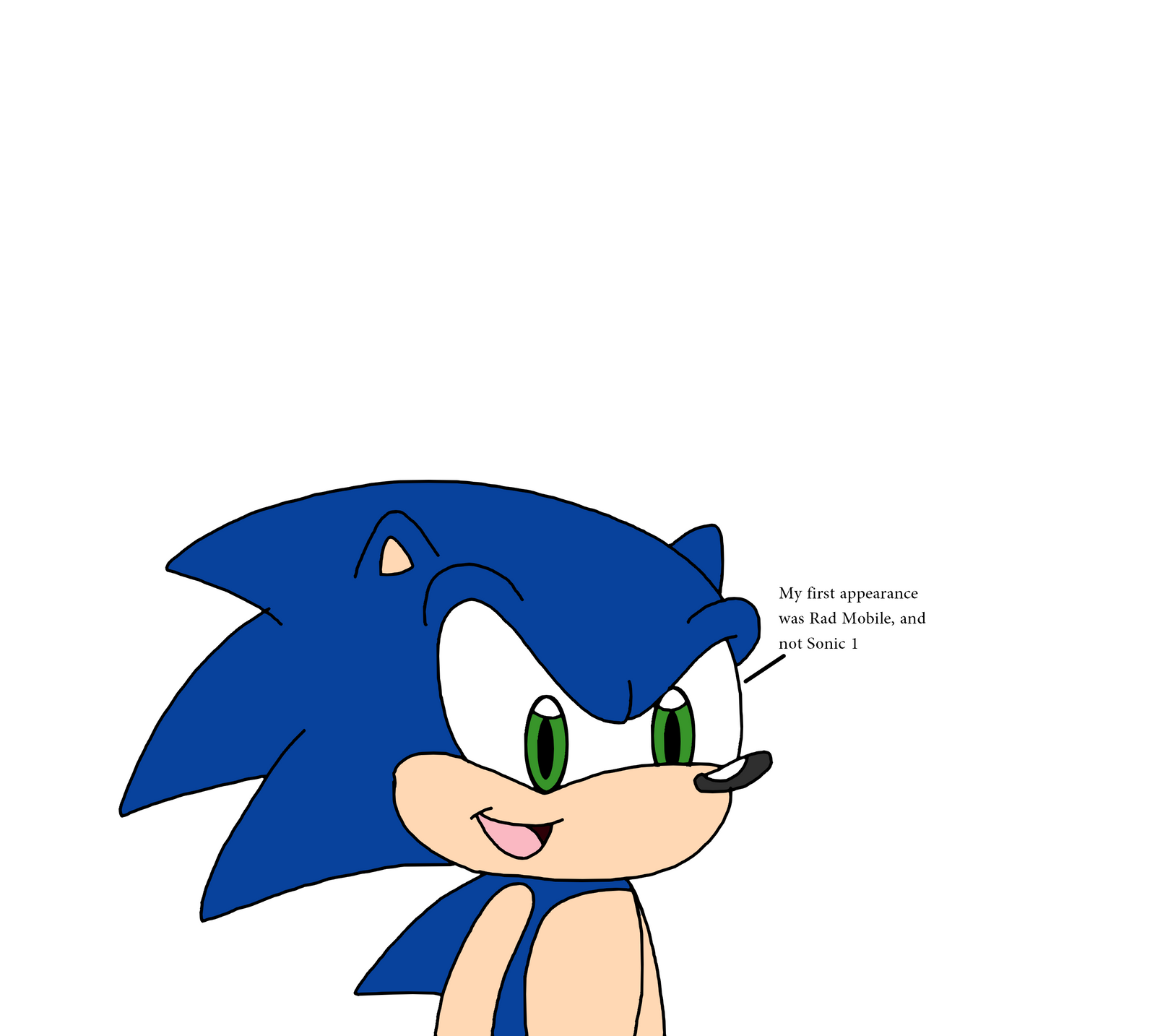 Sonic first appeared on Rad Mobile by Ultra-Shounen-Kai-Z on DeviantArt