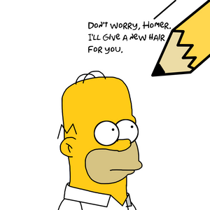 Animator going to draw Homer Simpson's hair