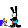 Oswald filling car tire
