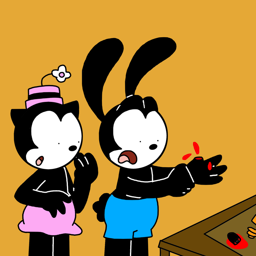 Ortensia sees Oswald with his thumb cut by Mega-Shonen-One-64 on DeviantArt