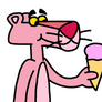 The Pink Panther with ice cream