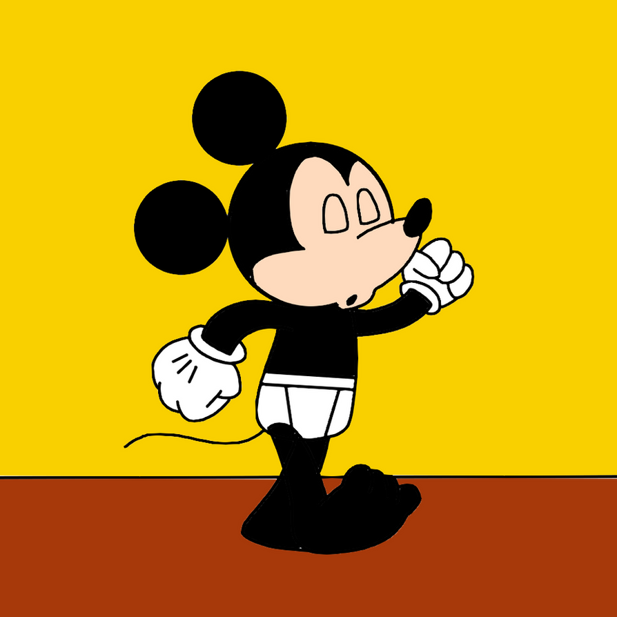 Mickey walking in underwear at home by Ultra-Shounen-Kai-Z on