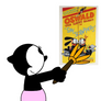 Ortensia cleaning up Oswald cartoon poster