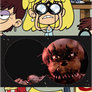 Lori Loud screams at Nightmare Freddy Fazbear