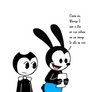 Bendy with Oswald holding list of fun things to do