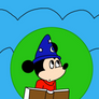 Sorcerer Mickey in a whirlpool with a green bubble