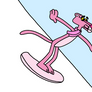 The Pink Panther doing Snowboarding