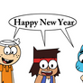 Lincoln KO n Gumball wishes Happy New Year