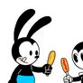 Oswald and Bendy with Corn dogs