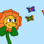 Cagney Carnation with three butterflies