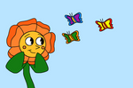 Cagney Carnation with three butterflies