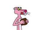 Pink Panther with ice cream sandwich