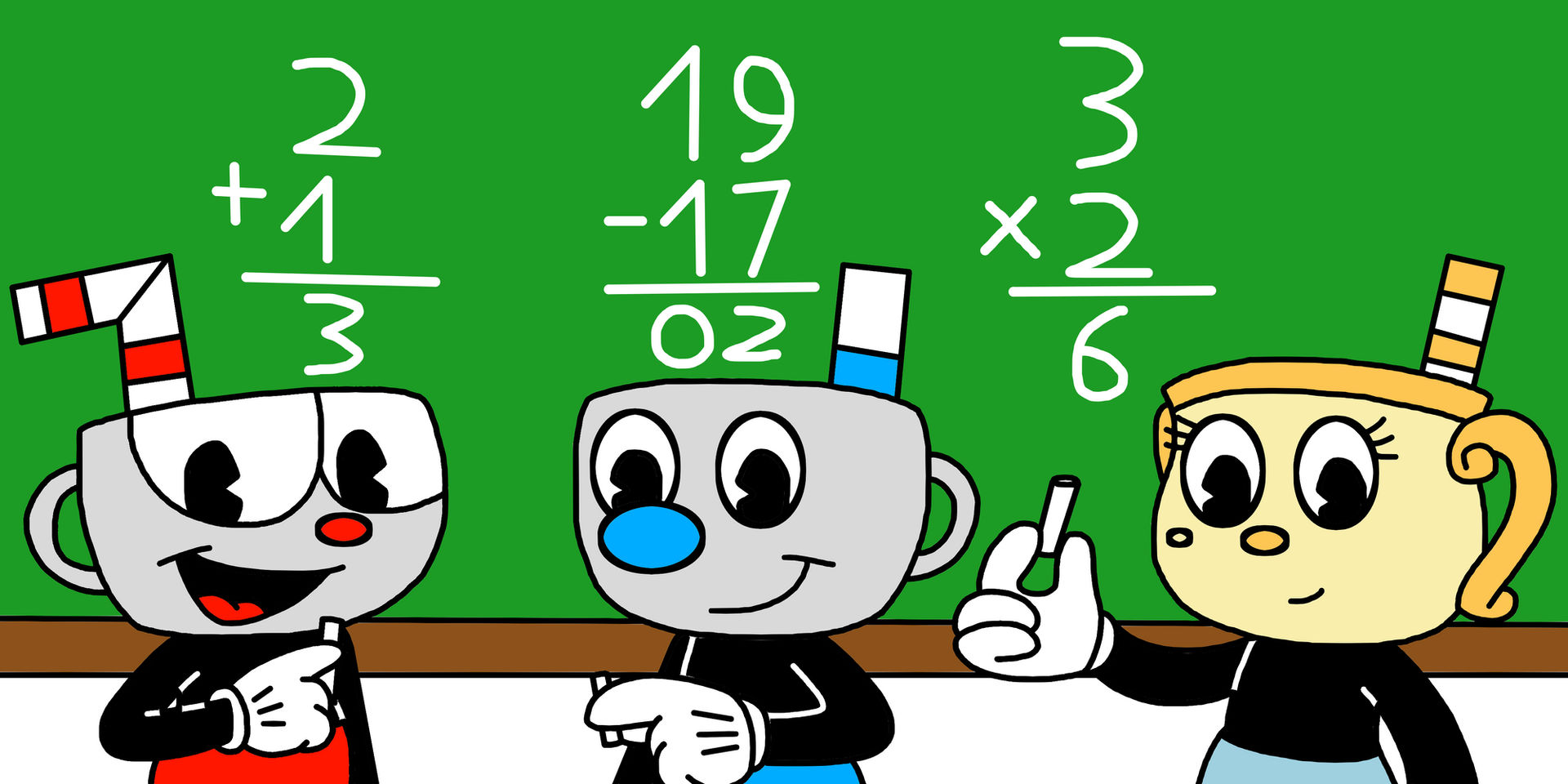 Cuphead Mugman Ms. Chalice doing Math by Ultra-Shounen-Kai-Z on DeviantArt