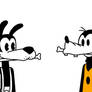Boris and Goofy with bones on their mouths