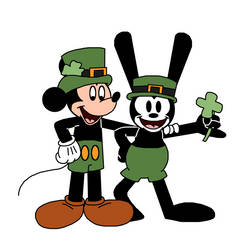 Happy St. Patrick's Day from Mickey and Oswald