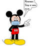 Message from Mickey Mouse wearing surgical mask