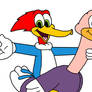 Woody Woodpecker with Ozzie Ostrich