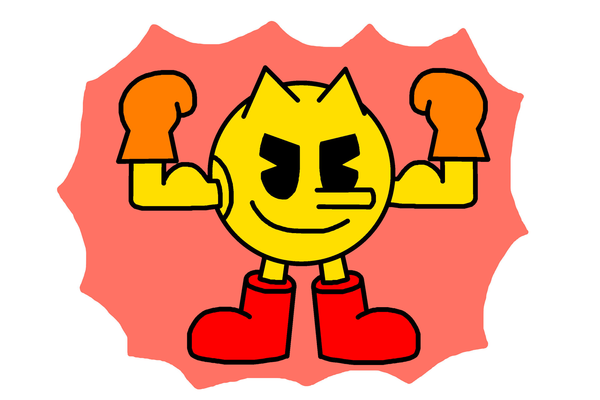 Pac-Man flexing muscles after eating Power Pellet by Ultra-Shounen-Kai ...