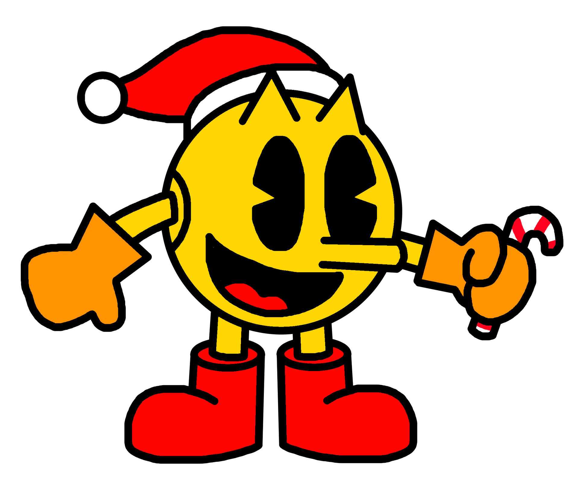 Hat Pac Pac-Man with Santa Claus hat and candy cane by Ultra-Shounen-Kai-Z on ...