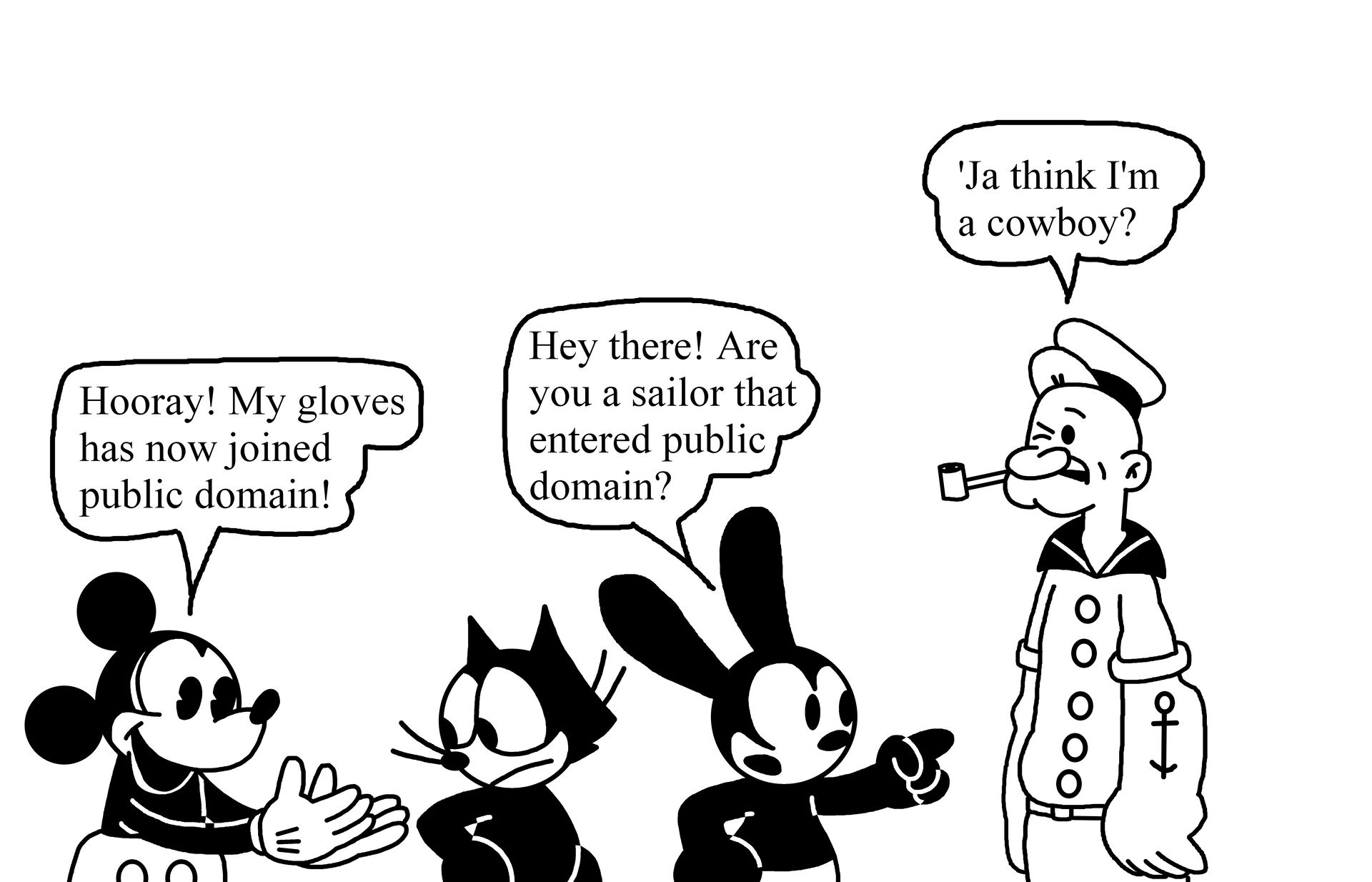 Original Popeye and Mickey Mouse's gloves in PD by Ultra-Shounen-Kai-Z ...