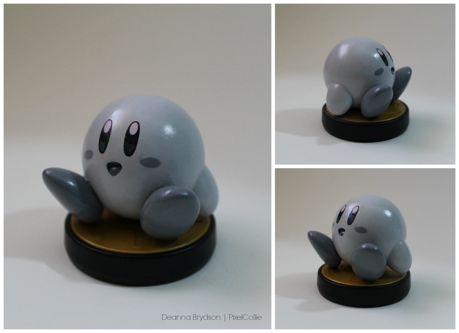 Retro Black and White Custom Kirby Amiibo